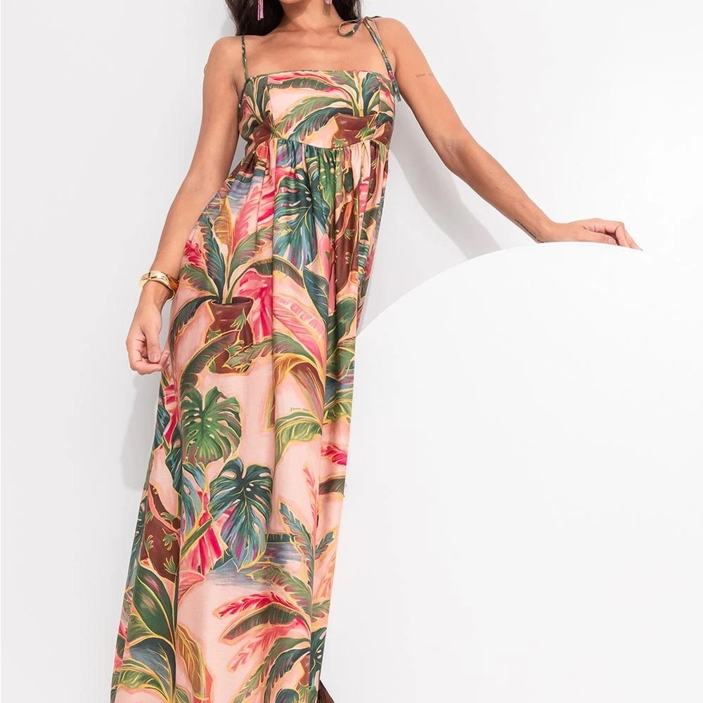 FARM Rio Colorful Leaf Maxi Dress